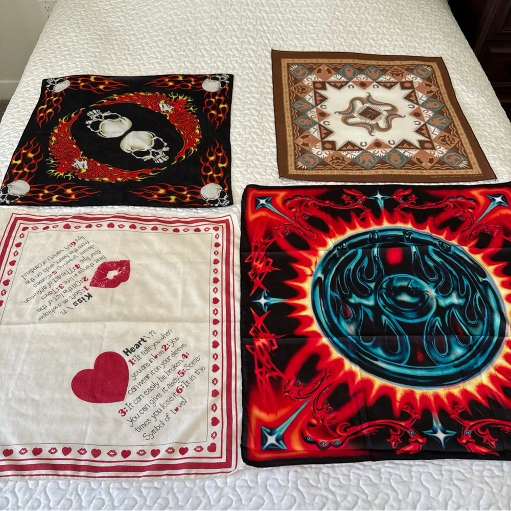 Lot of 16 VTG, Modern Handkerchiefs Bandana USA Flag RN 13960 Cotton Blend Paris